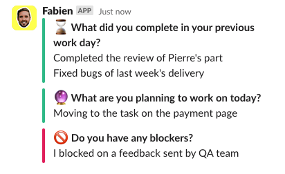 standup in slack