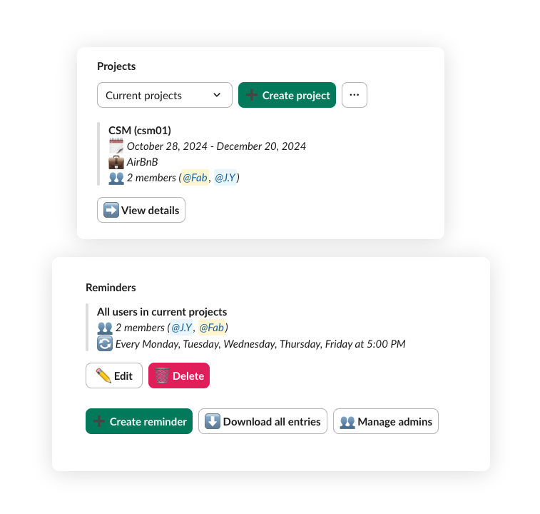 track time spent per project in slack