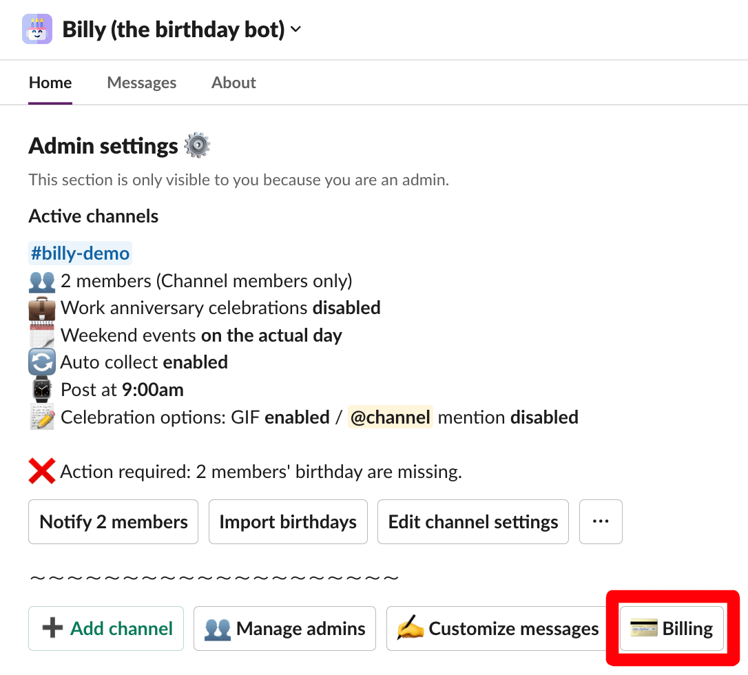 billing and invoices for billy birthday