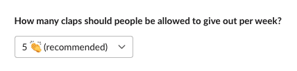 claps per week for clappy kudos for slack