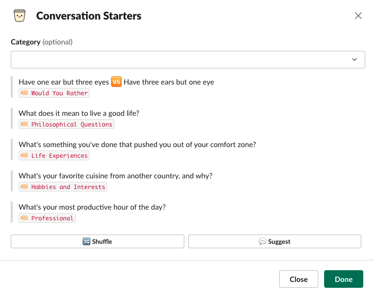 browse conversation starters