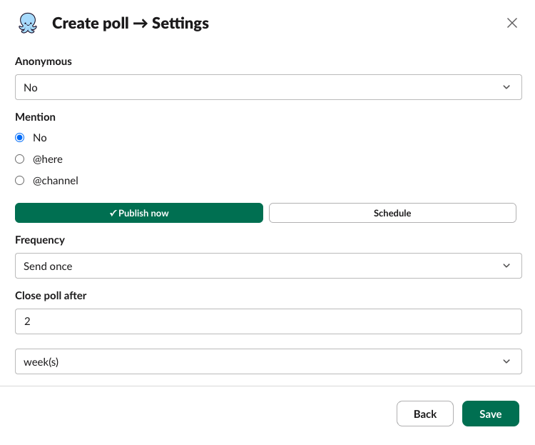 pulsy poll settings modal