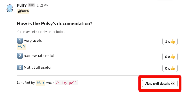 pulsy view poll details button