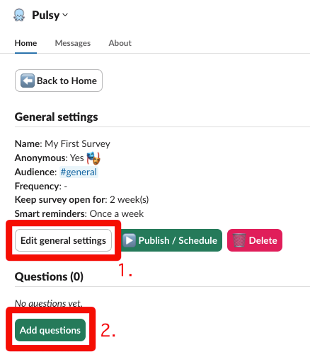 pulsy survey edit page