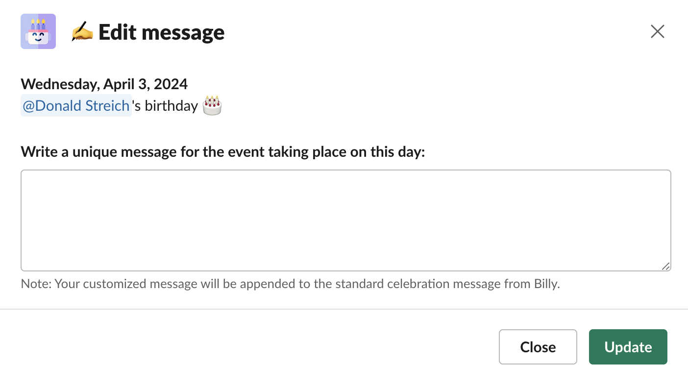 type message to add to celebration