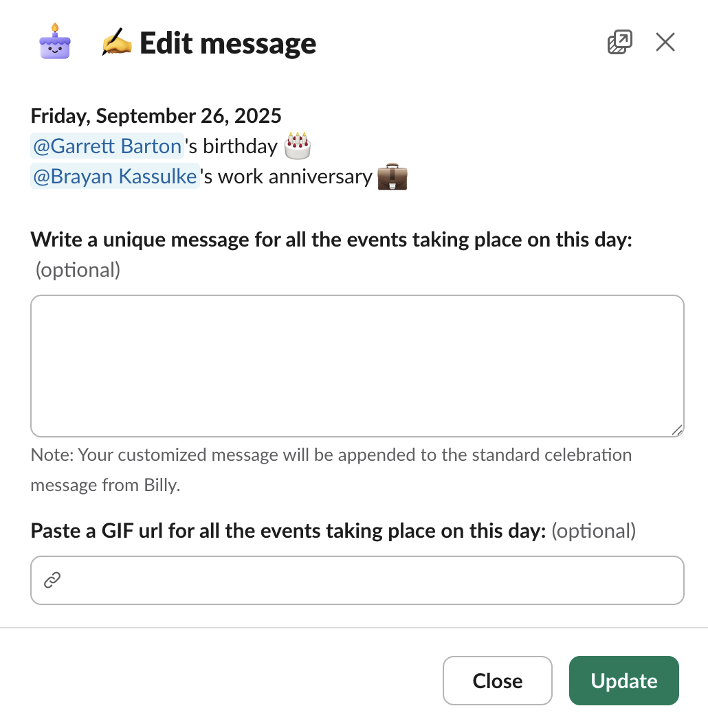 type message to add to celebration
