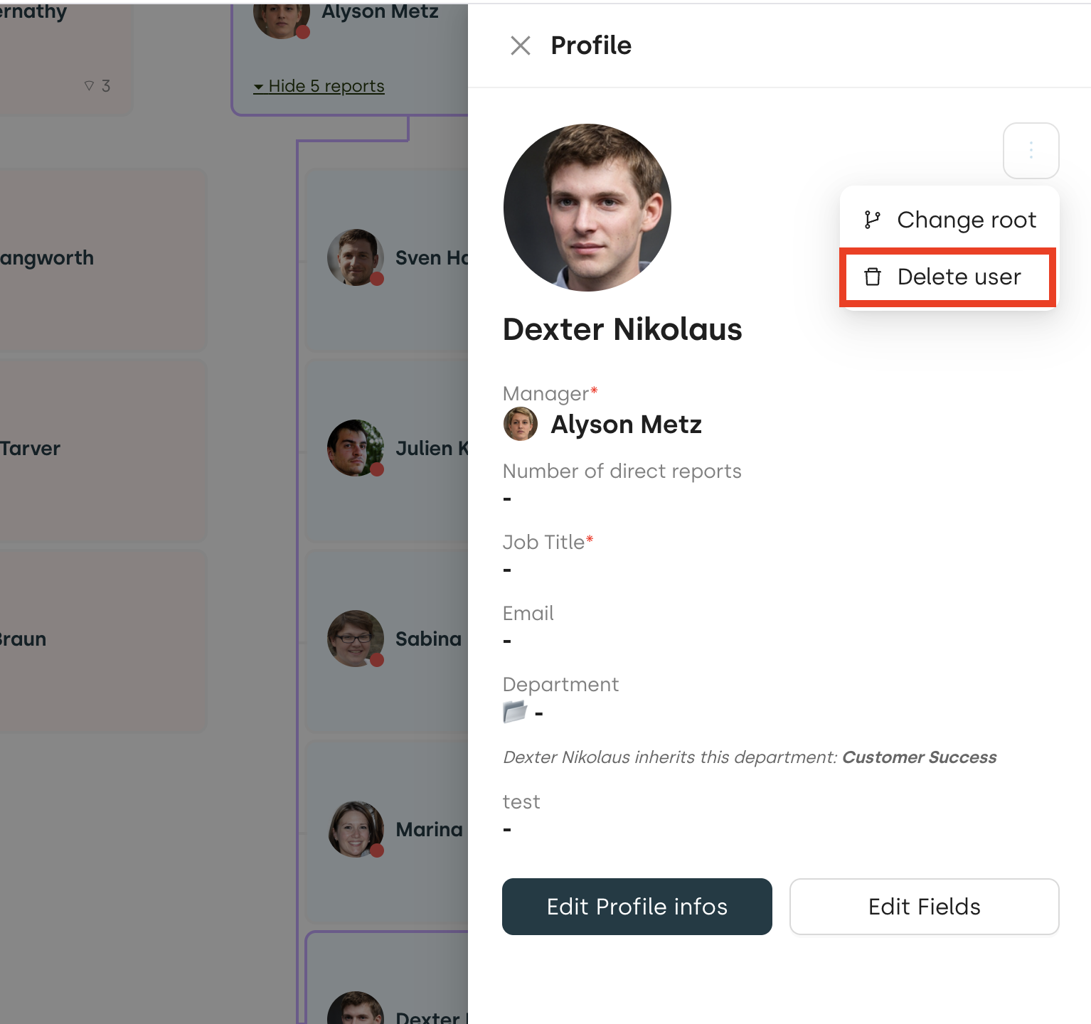 delete user from org chart
