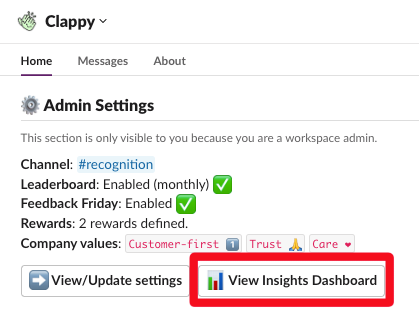 access insight dashboard clappy kudos