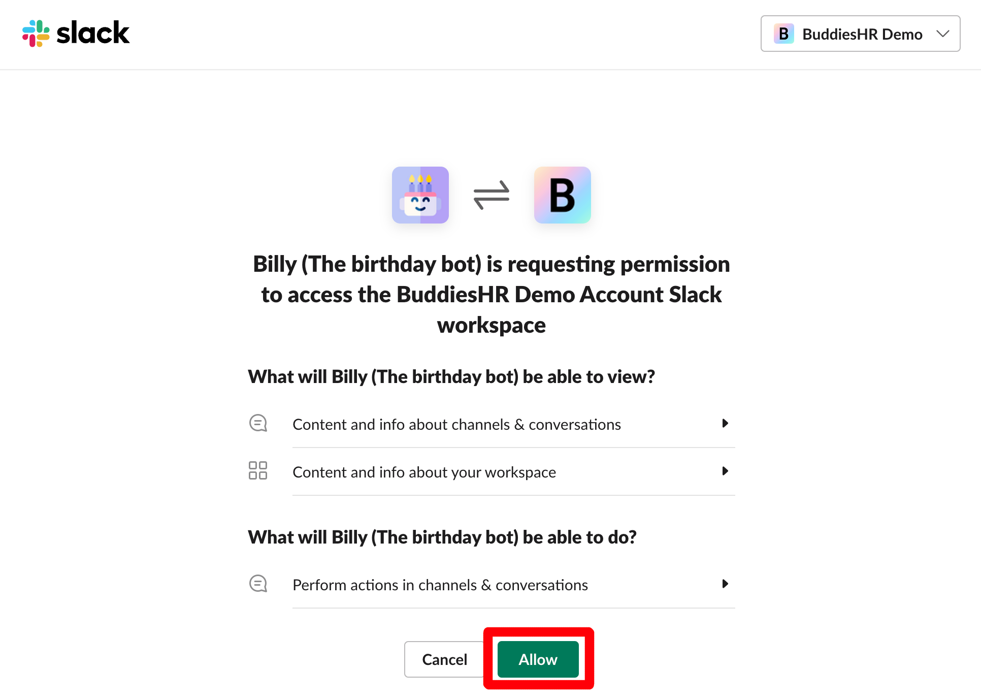 grant permissions to birthday bot
