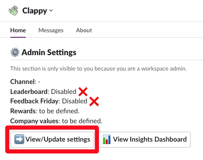 update settings of clappy 