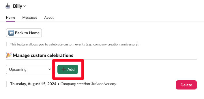 add a custom celebration