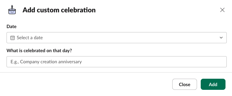 adding a custom celebration