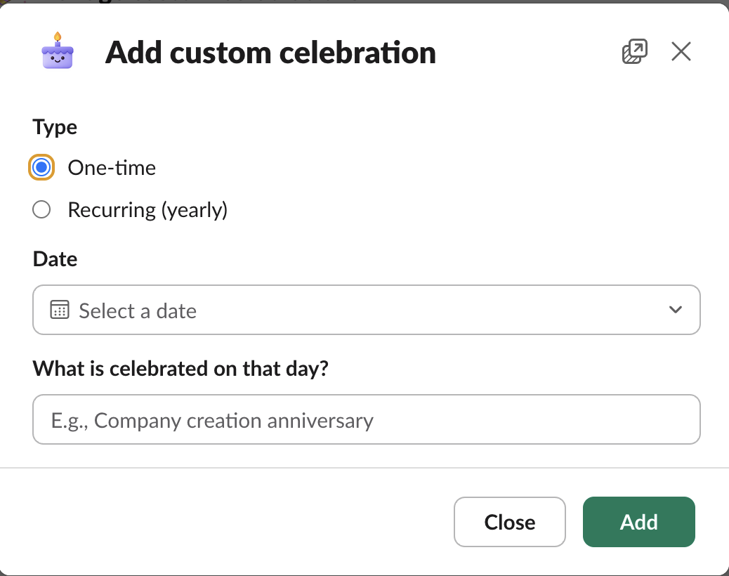adding a custom celebration