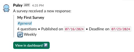 pulsy survey response admin notification