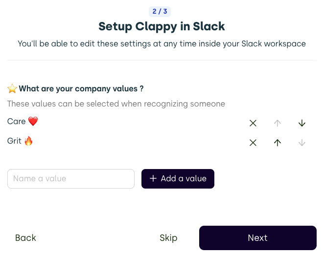 define company values for clappy kudos