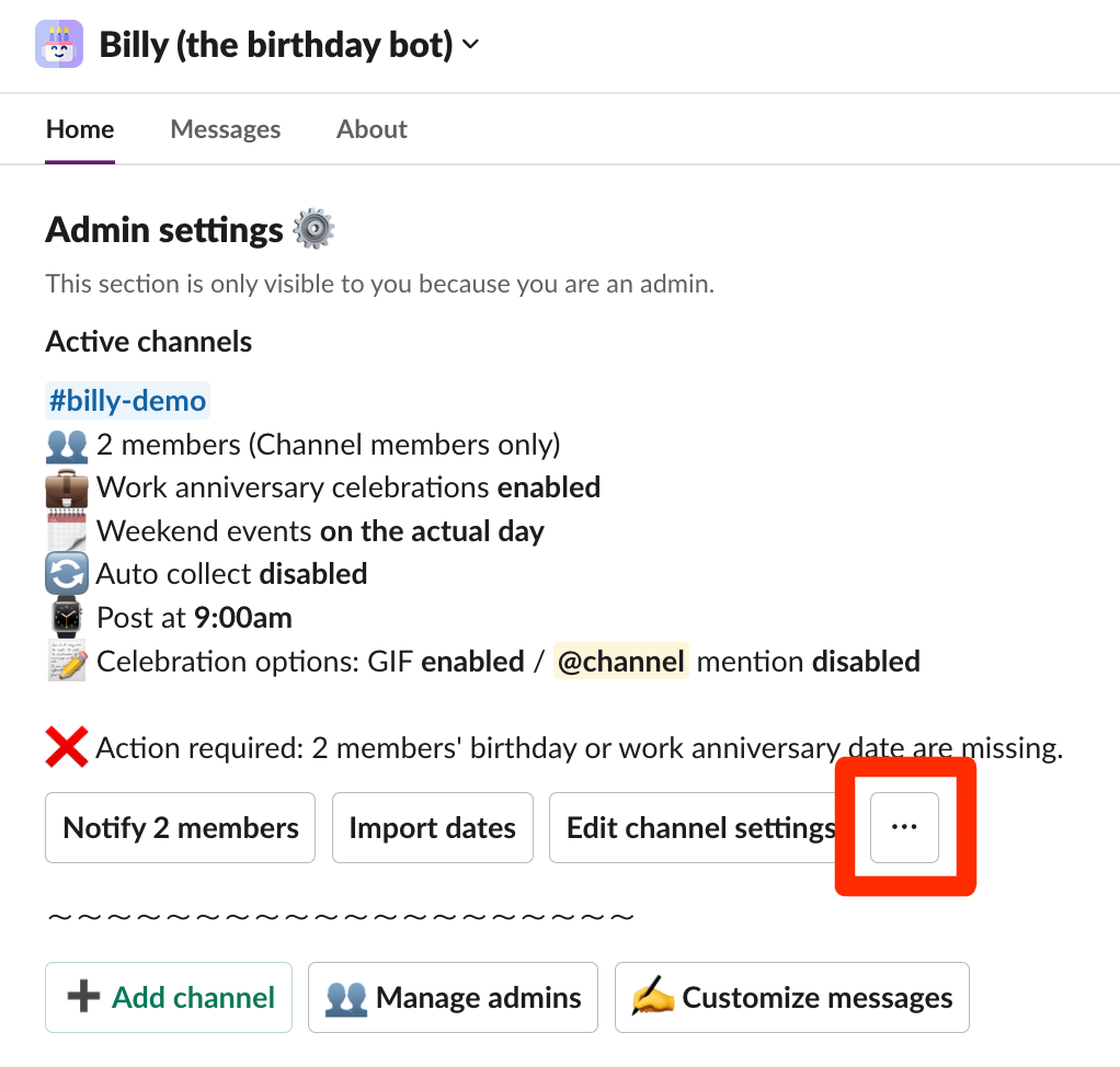 find how to remove channel billy birthday