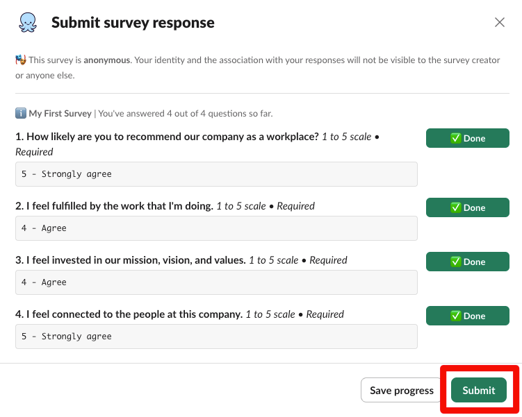 pulsy respond survey modal completed