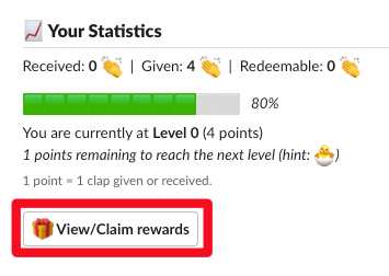 redeem a reward with claps