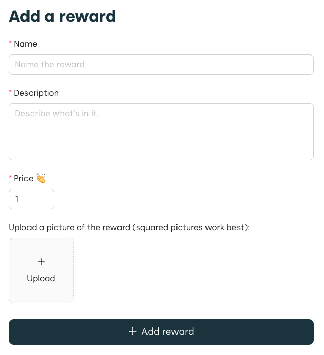 flow to add a reward to the list