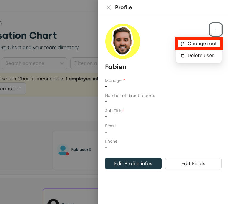 change root linky org chart