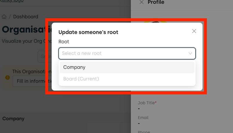 change root linky org chart