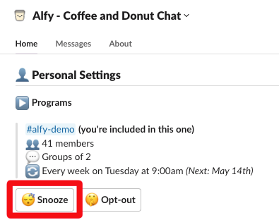 snooze alfy matching coffee app