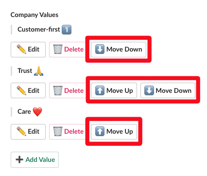 reorder company values