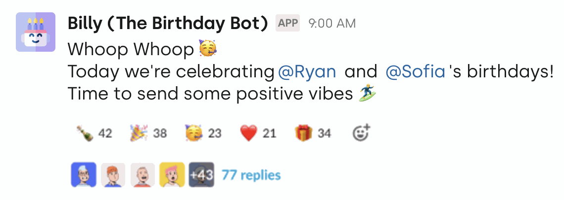 A Classic birthday announcement written as a single line of text