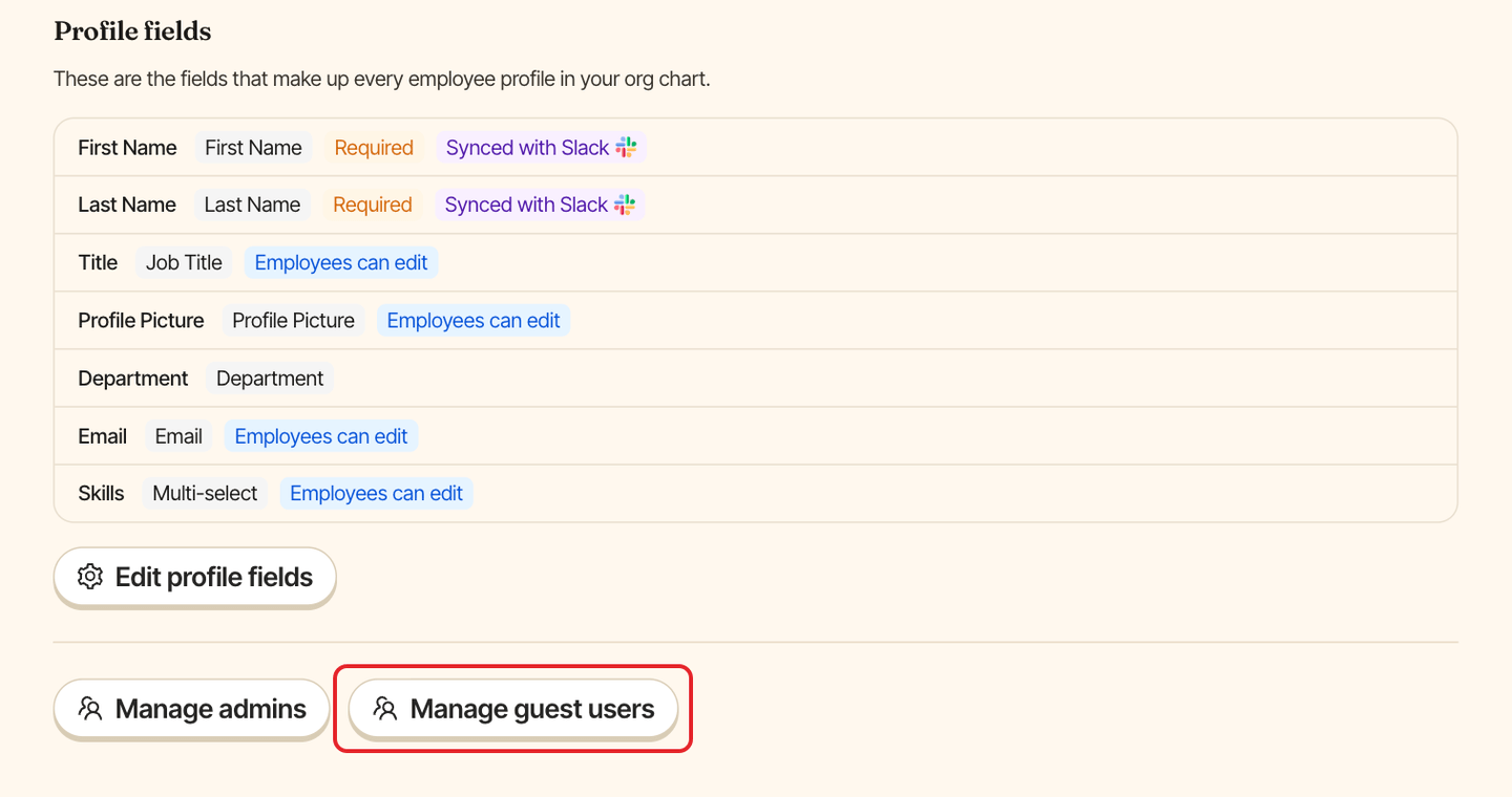 The Linky Settings tab, with the Manage guest users button highlighted