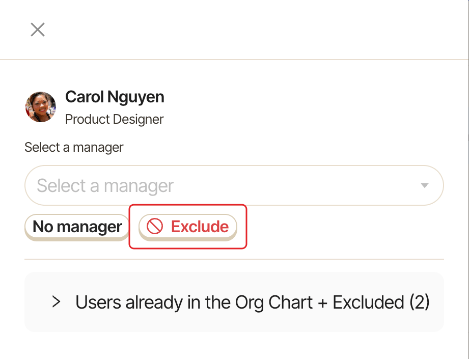 The people list, with the Exclude button highlighted