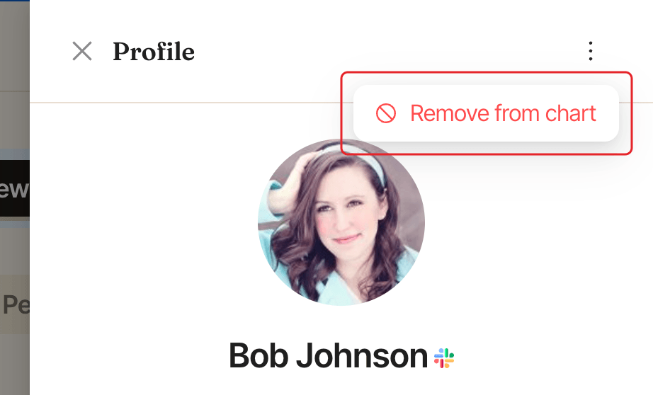 The Profile panel's more menu, with Remove from chart highlighted